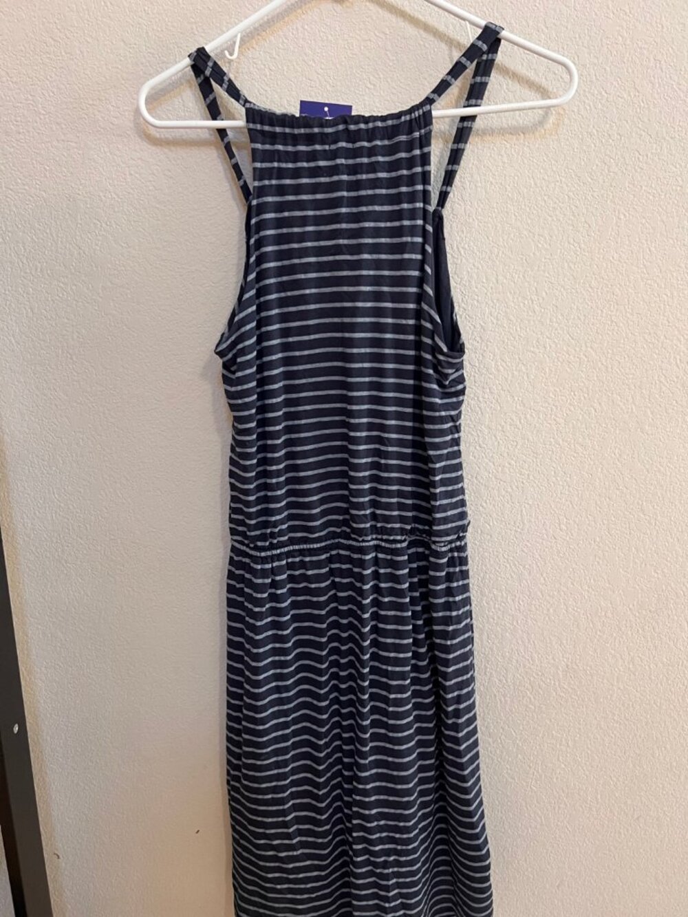 Splendid Navy Striped Maxi Dress Small Sleeveless Low Back Jersey